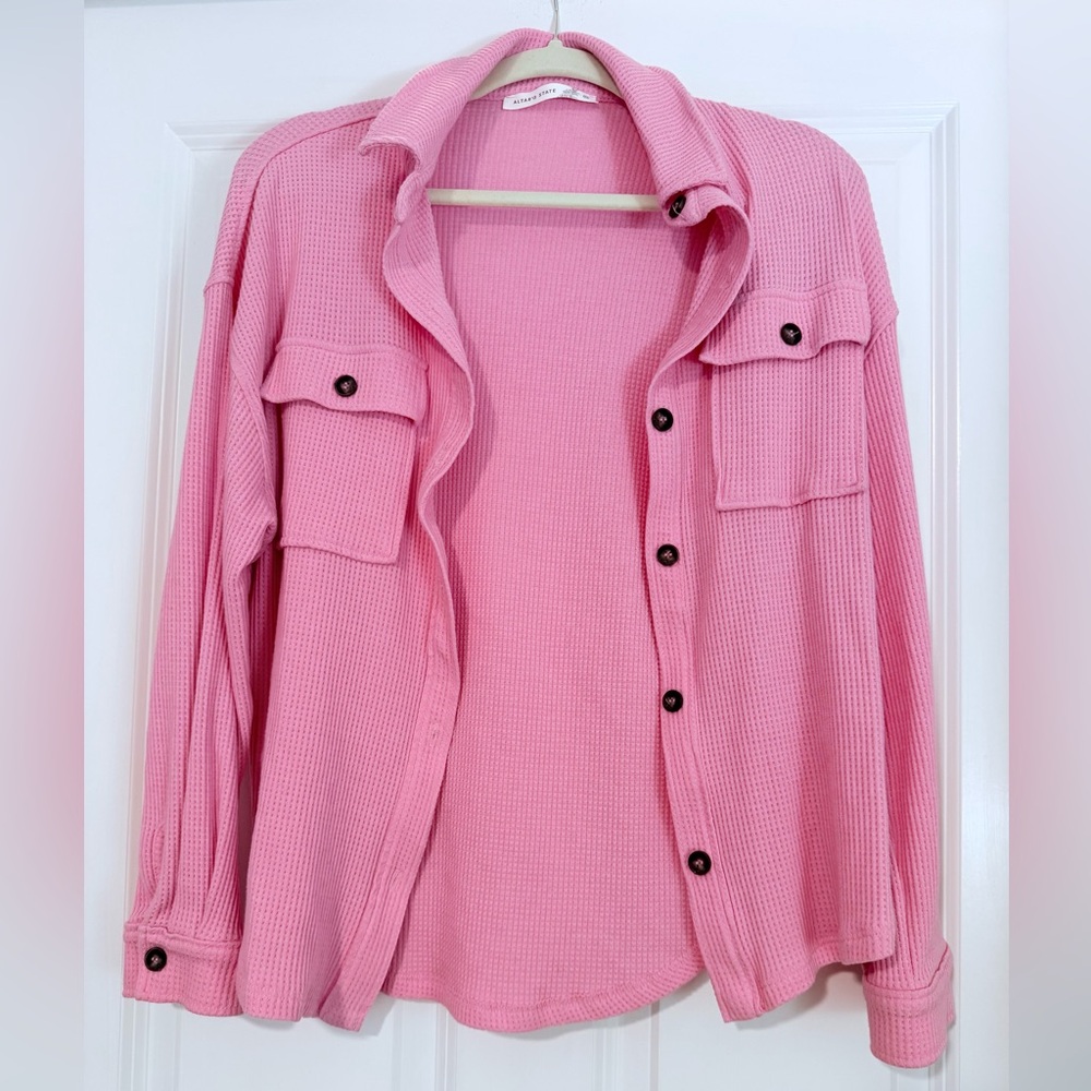 Altar'd State Pink Waffle Knit Top